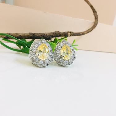 Yellow Sapphire Statement Silver Earrings